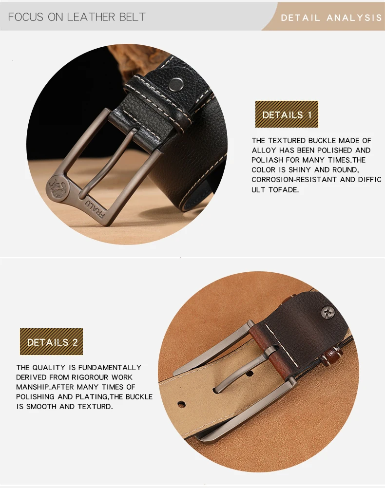 FRALU Men belt High Quality cow genuine leather luxury strap male belts for men new fashion classice vintage pin buckle