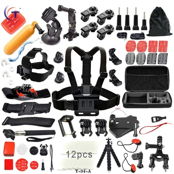 

QQT for GoPro accessory kit set T-34, monopod swimming float chest strap for Gopro Hero 8/7/6/5/4/3 + xiaomi yi sports camera