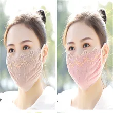 Осенне-весенняя дышащая маска для рта для женщин и девочек, кружевная хлопковая маска, защита от образования бактерий, противозагрязняющая маска для велоспорта, ветрозащитная, Пылезащитная
