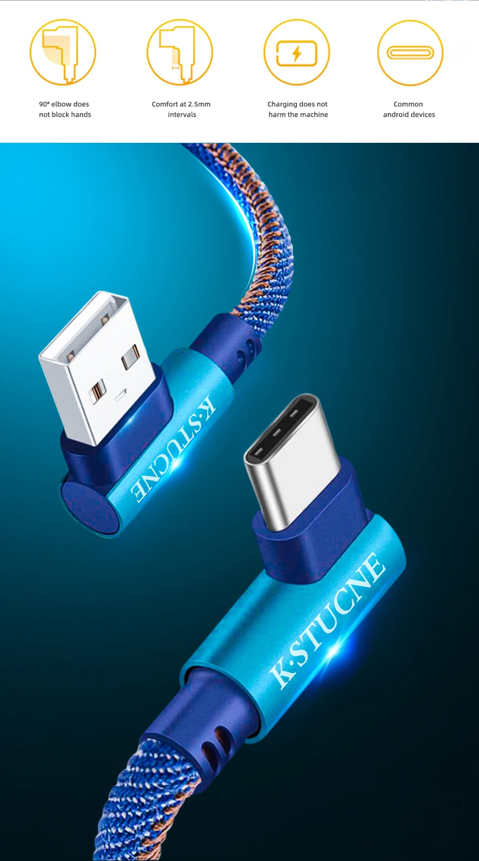 Usb type-C кабель для быстрой зарядки на 90 градусов для samsung S9 S8 Plus для huawei P10 Pro Redmi Note 7 type-C кабель для передачи данных