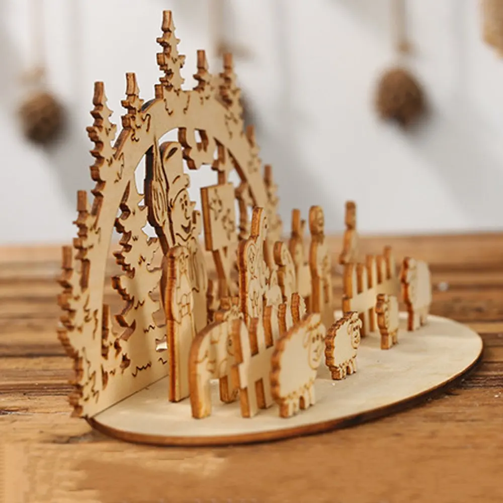 1 шт. креативные деревянные рождественские декорации для рабочего стола Снеговик