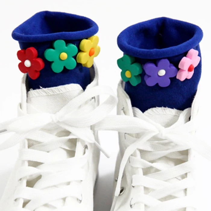 Носки с цветочным рисунком, с мультяшным принтом, яркие цвета, свободные, с манжетами, короткие носки для женщин, девочек GDD99