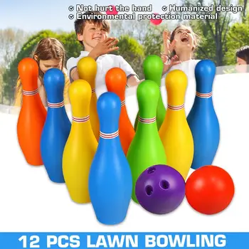 

12Pcs/Set Children Bowling Ball Set Toy Plastic Bowling Kid Outdoor Indoor Toys (10 Bottles+2 Balls)