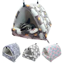 Хомяк гнездо спальная кровать подвесная клетка флис водонепроницаемый теплый зимний гамак качели игрушки многофункциональный для маленьких домашних животных белка