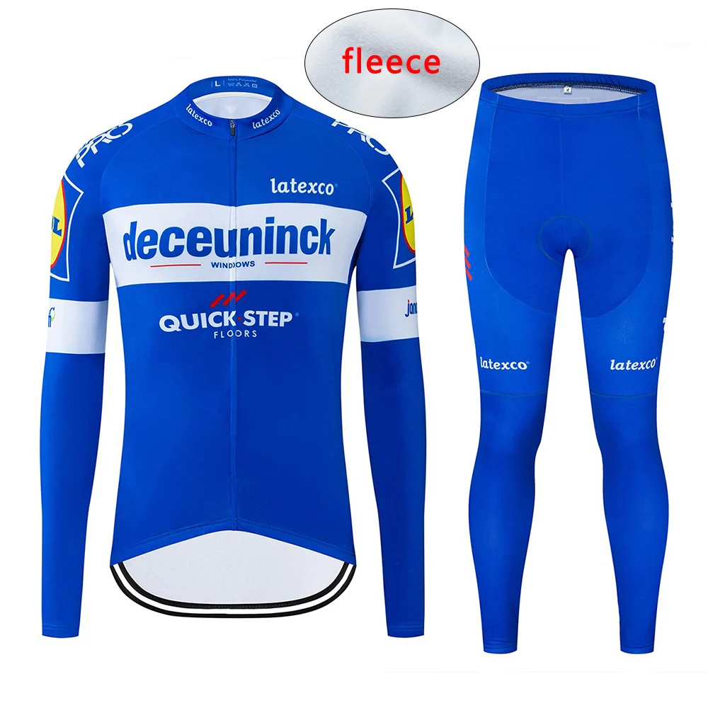 Профессиональная команда QUICK STEP Велоспорт Джерси нагрудник набор MTB Униформа велосипедная одежда мужская зимняя теплая флисовая велосипедная Одежда для велоспорта - Цвет: Sets 2