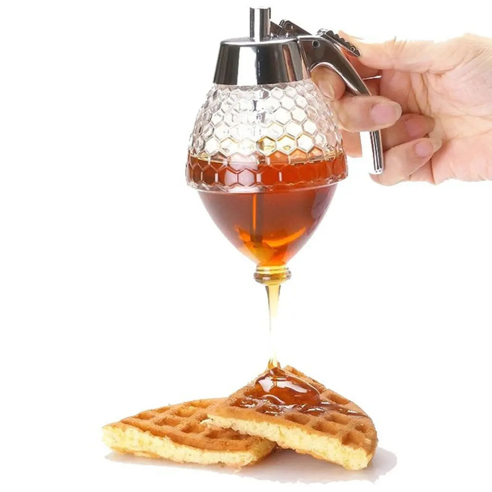 Squeeze Bottle Honey Jar Container Bee Drip Dispenser Kettle Storage Pot Stand Holder Juice Syrup Cup Kitchen Accessories