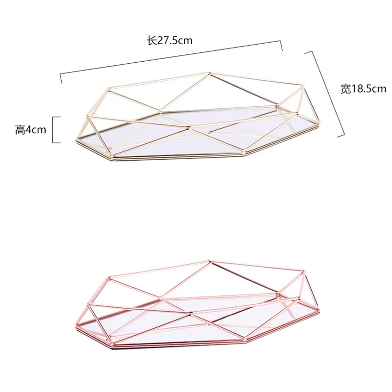 

Hot Sale Nordic Style Glass Copper Geometry Hexagon Storage Basket Boxes Simplicity Style Home Organizer Jewelry Necklace Box