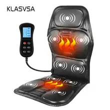 KLASVSA silla masajeadora vibratoria de calefacción eléctrica en el coche, hogar, oficina, Lumbar, colchón de cuello, alivio del dolor, control remoto LED