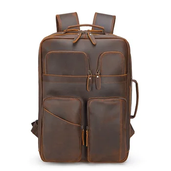 

Men Backpacks Travel Bag Genuine Leather Man Business Casual Fashion Vintage Big Capacity 15" Laptop Bags Cow Leather