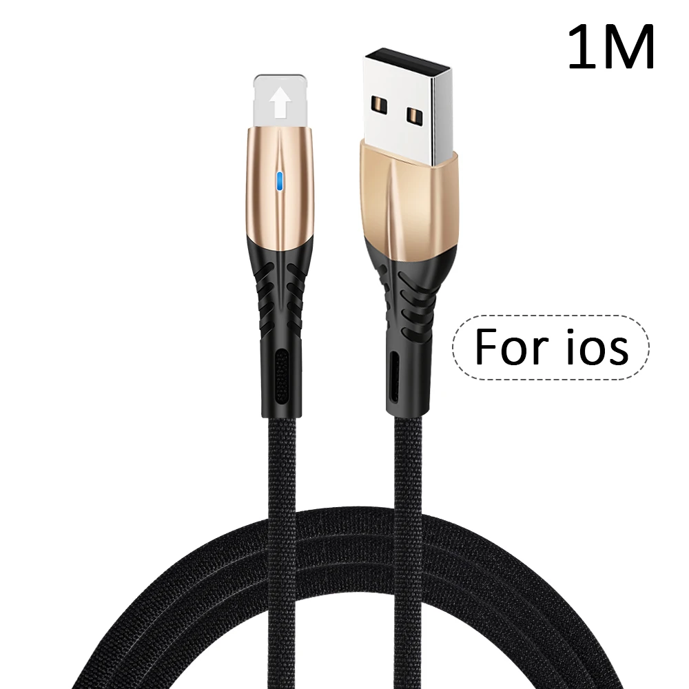 1 м 2.4A Быстрая зарядка данных USB зарядное устройство зарядный кабель для iPhone 11 Pro Max 6 S 6 S 7 8 Plus X XR XS MAX телефонный кабель аксессуары - Цвет: Gold