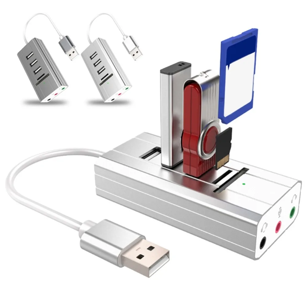 Высококачественный USB 2,0 многоцелевой концентратор разъем аудио порты TF слот SD слот кардридера адаптер