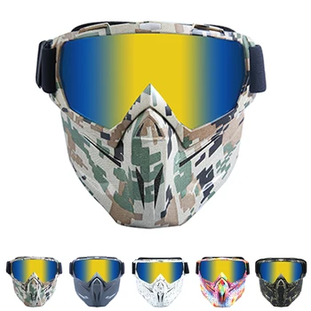 

Tactical Detachabke Goggles Mask Windproof Motorcycle Tactical Mask Moto CS War Game Military Protective Goggles