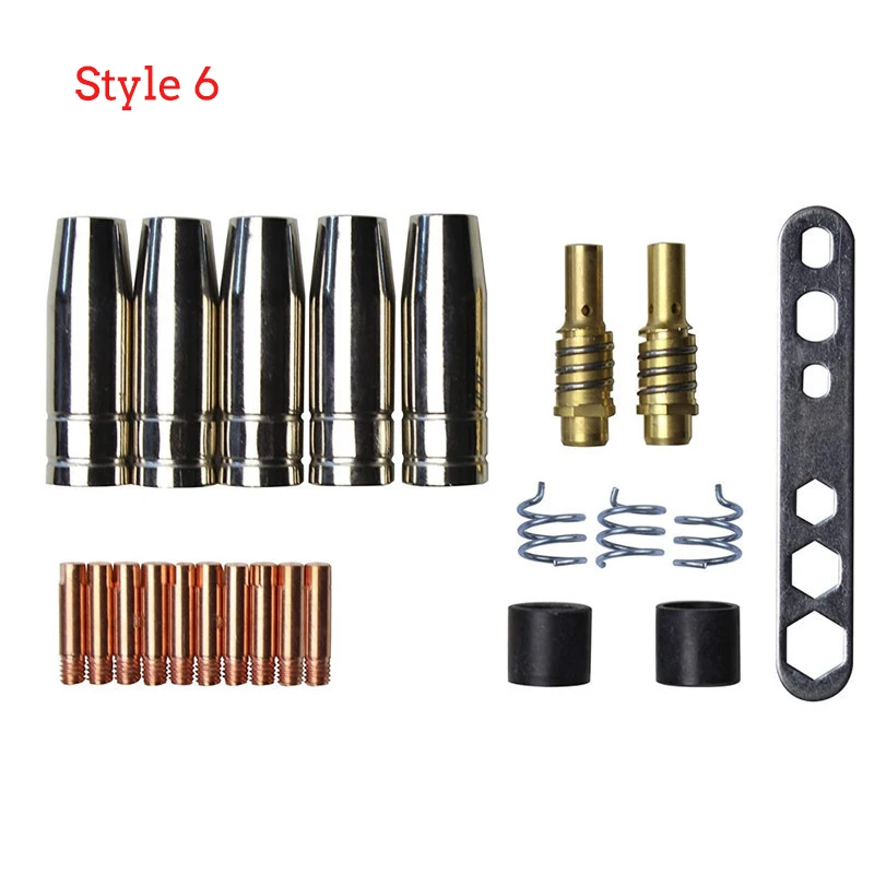 Hot Mig Welding Nozzle Welder Torch Nozzles Gold Tip Holder Contact Tips Gas Diffuser Goose Neck Bend Set For Torches