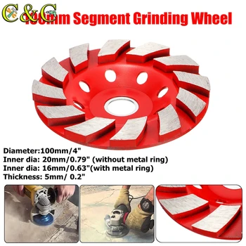 

New 100x5mm HHS Segment Diamond Grinding Wheel Disc Concrete Masonry Stone Marble Sanding Wheel With Metal Ring