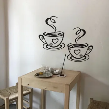 Coffee cup wall sticker design is beautiful tea cup room decoration wallpaper kitchen decoration wallpaper sticker