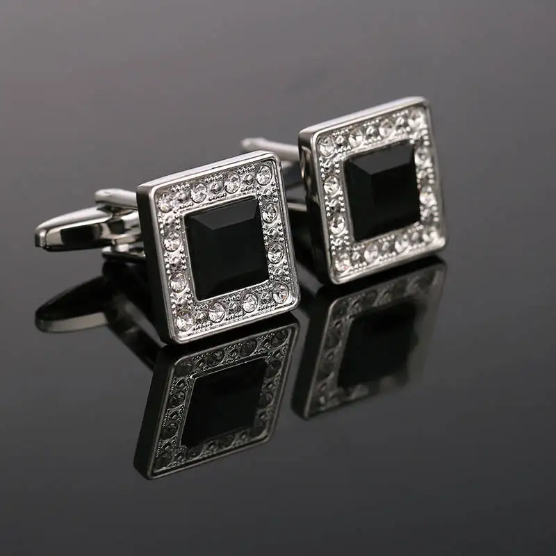

VAGULA Trendy Brass Cufflinks Black Stone Gemelos Men Jewelry 10162