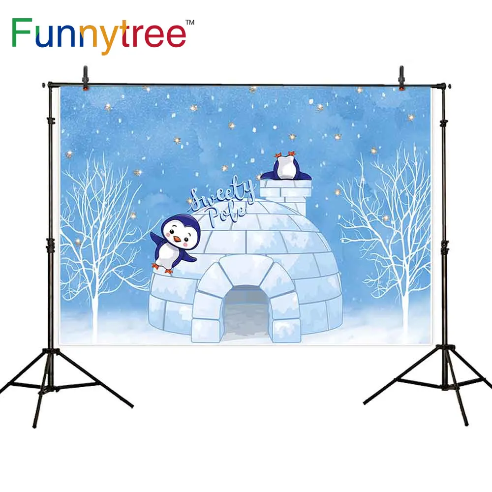 Funnytree Blue Sky Sweet Pole Wallpaper Child Background Penguin Snow Tree Photography  Backdrop Birthday Kids Photo Studio Props AliExpress