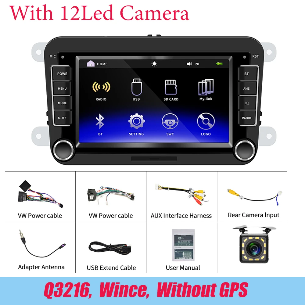 Q3216 12Led Camera LeeKooLuu 2 Din автомагнитола для Volkswagen Skoda VW Passat B6 Polo Golf Touran Sharan Jetta Caddy T5 Tiguan Bora Автомобильный мультимедийный - Цвет: Q3216 12Led Camera