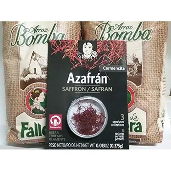 

2x1kg Riz spécial paella bomba 1 Kg La Fallera + 0,375gr. Safran en filament Carmencita