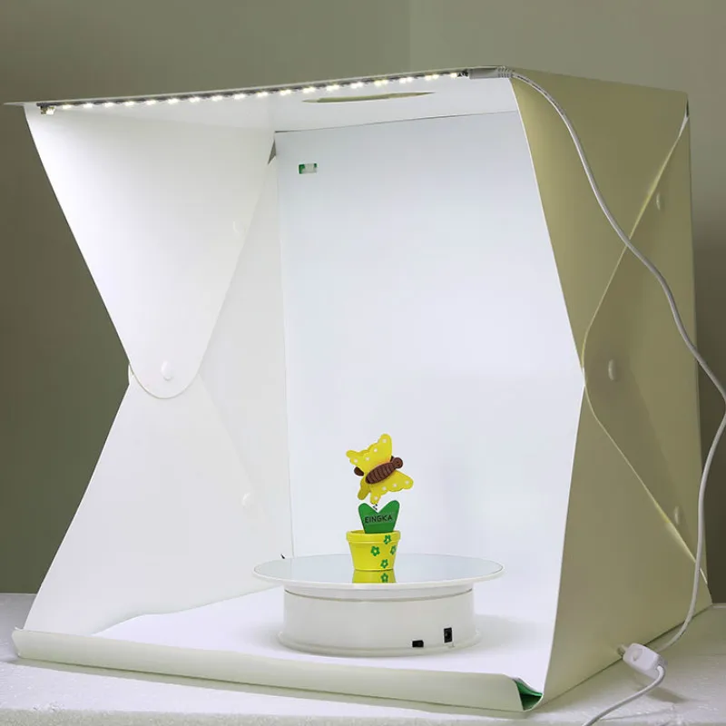 2 color LED mini studio button folding portable soft light box 40cm small LED mini photography