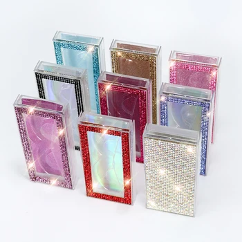 

5/10/20/30/50pcs wholesale diamond false eyelash packaging box fake 3d mink eyelashes boxes faux cils magnetic case lashes empty
