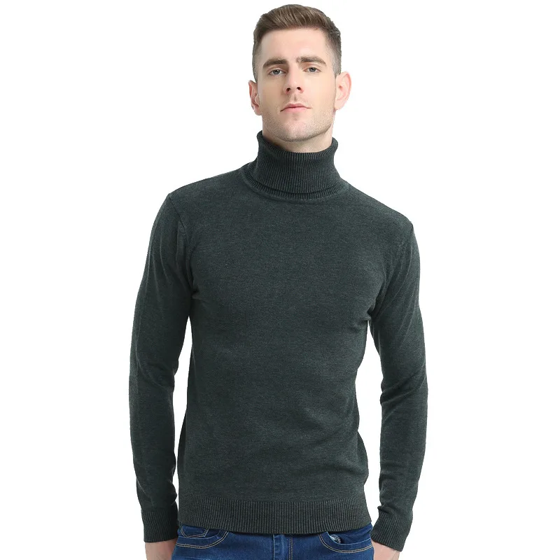 

2020 New Autumn Winter Brand Sweater Men's Turtleneck Slim Pullover Solid Color Knitted Sweater Men