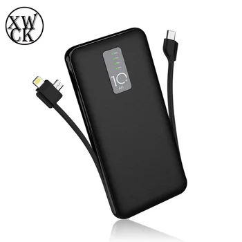 

Cager 10000mAh Power Bank 3A with Cable External Battery for iphone Samsung USB Type C Input with Charging Cable Powerbank