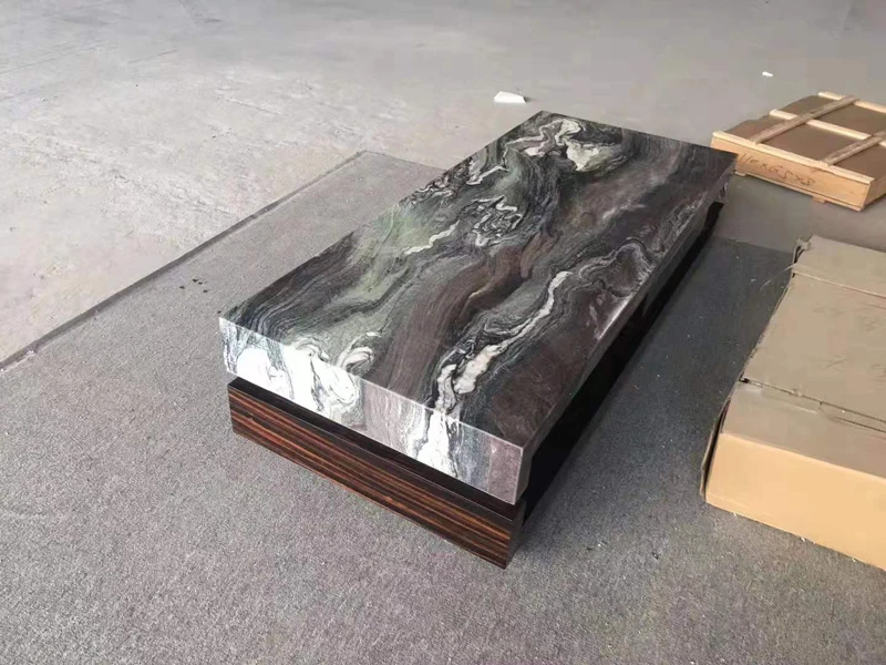 Best Price Home Furniture Green Marble Top Wooden Coffee Table Modern Center Table