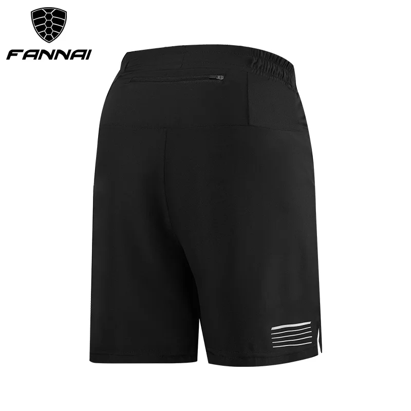 FANNAI Gym Sport Men Shorts Black Reflective Back Side Zipper Pockets Running Shorts Dry Fit Quick Dry ropa deportiva hombre