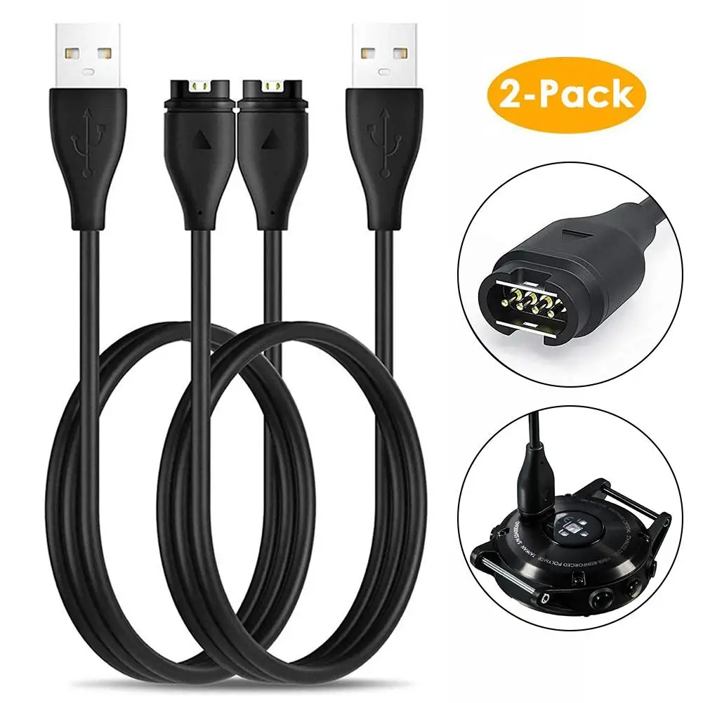

2Pcs USB Cable Portable Charger Data Cable Smart Watch Quick Charging Data Cable for Garmin Fenix 6 6S 6X Vivoactive 3