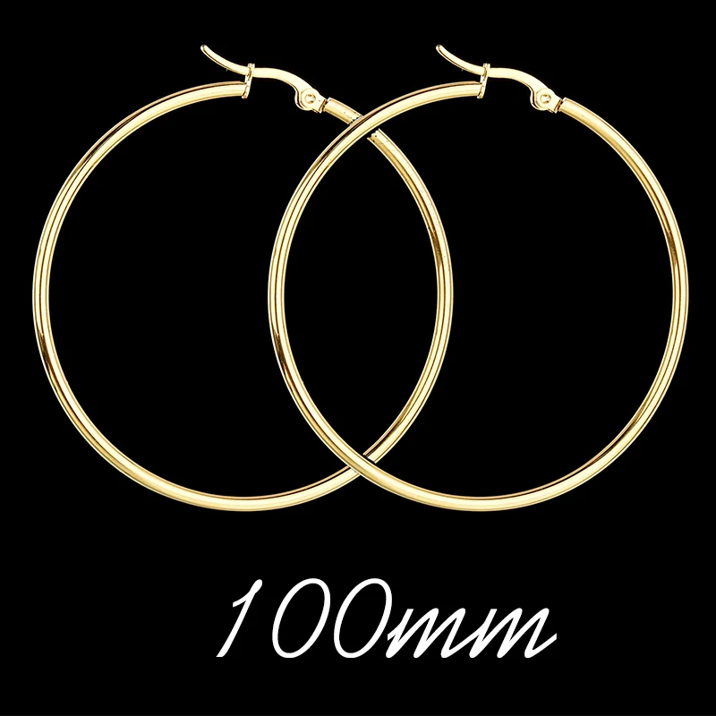Round 100mm gold Raexrage богемные из нержавеющей стали Сердце Звезда большой круг обруч серьги Висячие круг серьги для женщин подарок Oorbellen Femme - Окраска металла: Round 100mm gold