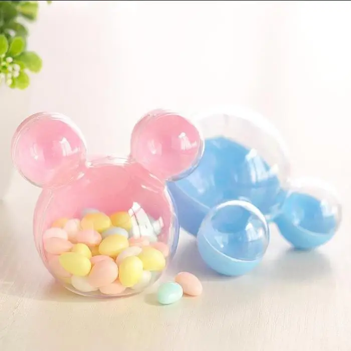 Clear Pink And Blue 52 шт/26 шт пластиковые микки конфеты коробка со свадебными сувенирами конфеты пакет детские идеи для душа Дети День рождения подарок коробки - Цвет: Clear Pink And Blue