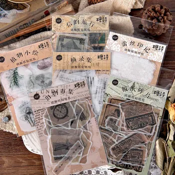 

45Pcs Retro Plant Stickers Cute Decor Stationery Stickers Paper Adhesive Sticker For Kids Scrapbooking Diary Stationery Supplies
