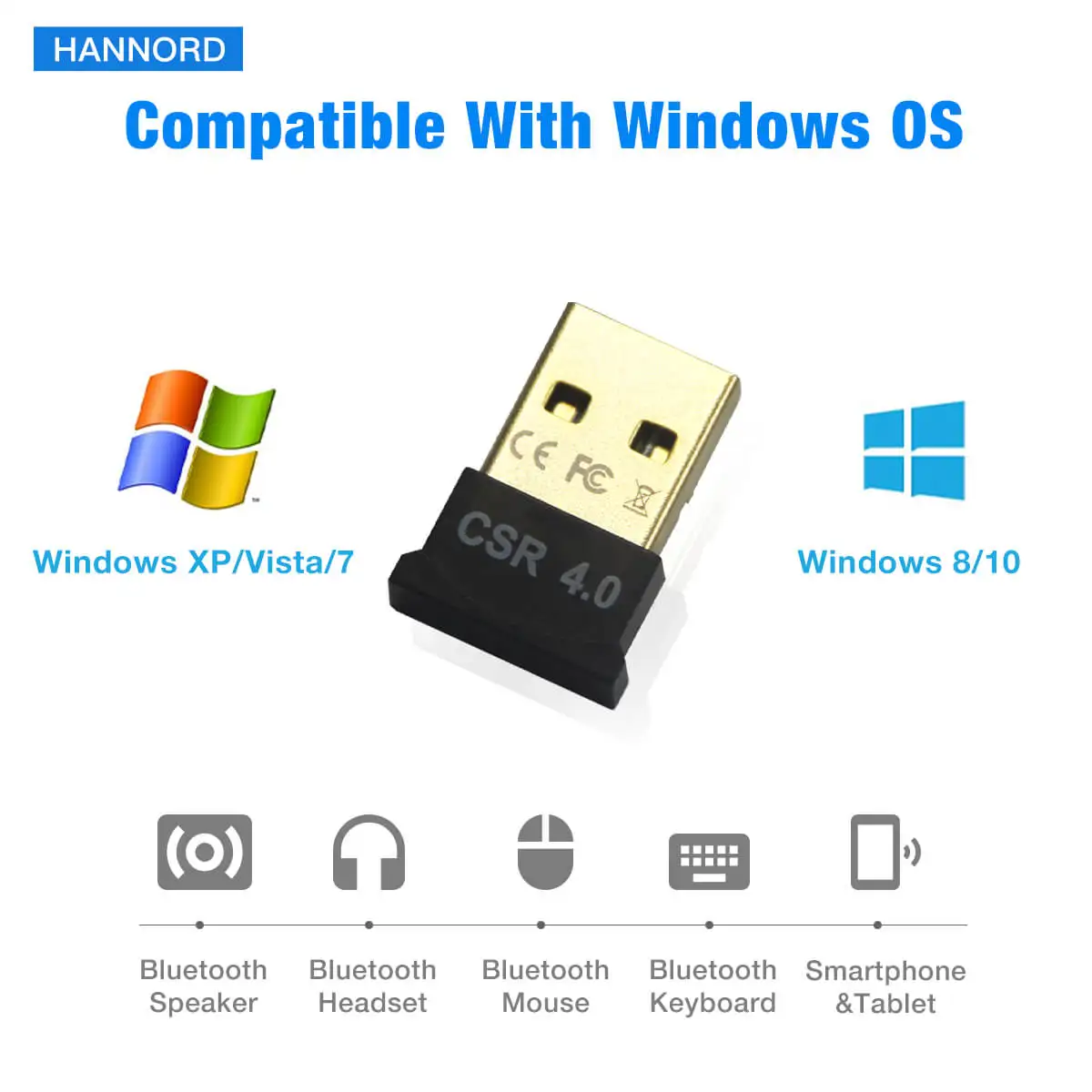 Hannord Bluetooth адаптер беспроводной USB Bluetooth передатчик V4.0 Bluetooth ключ музыкальный приемник для ПК клавиатура мышь гарнитура