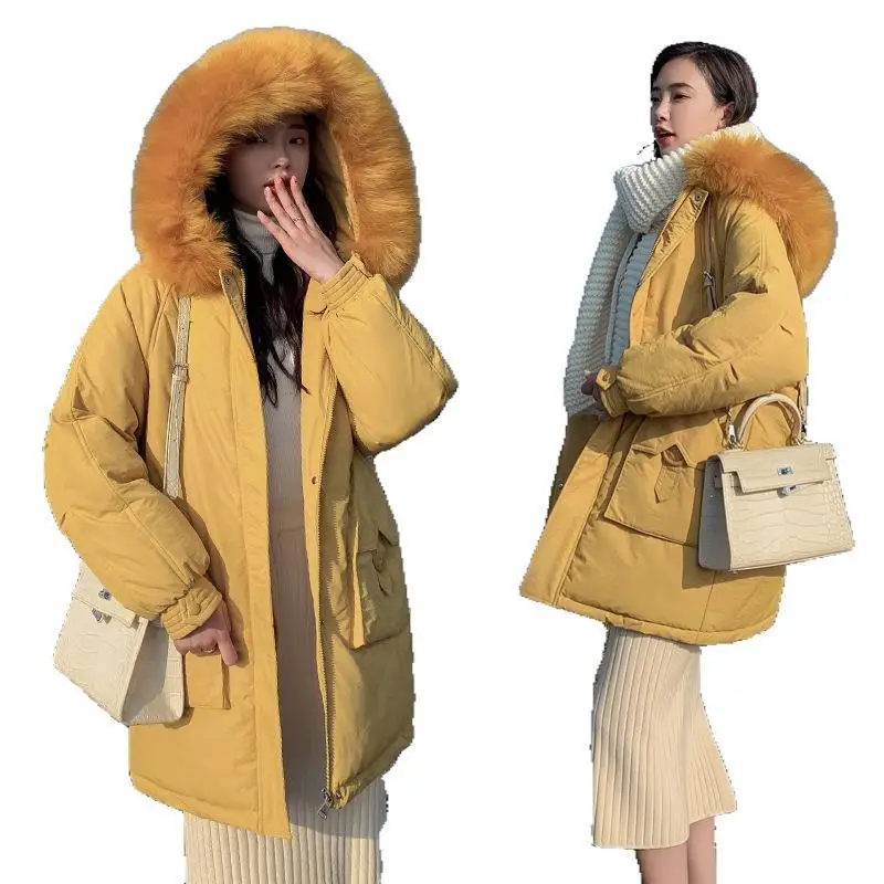 

2019 Back Five-pointed Star Korean-style WOMEN'S Wear Long Sleeve Hooded Straight Women Cotton-padded Clothes down Jacket Cotton