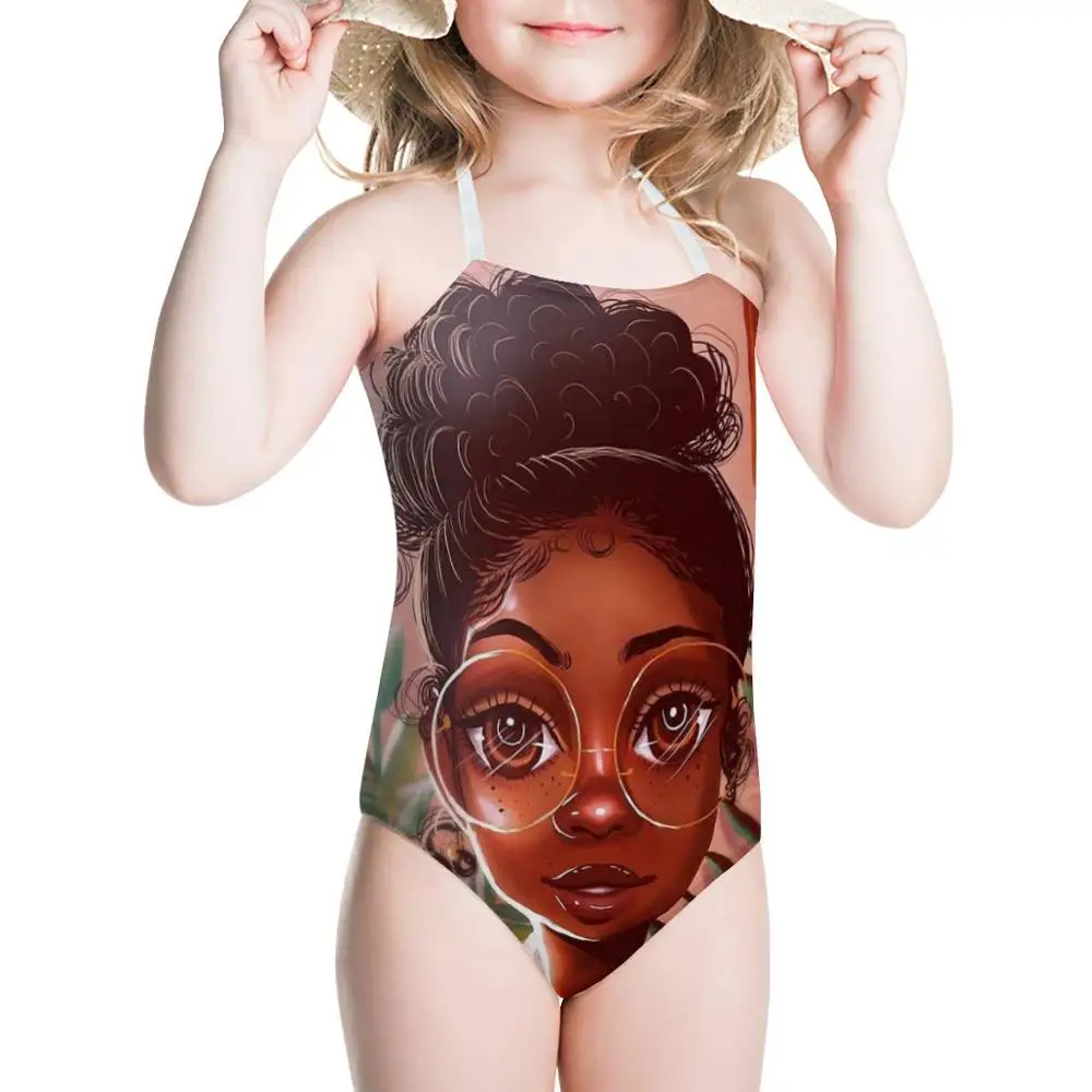 HYCOOL Beautiful African Black Beauty Girl Wear Glasses Pattern One Piece Suits Teen Girl Swimwear Kids Bathing Suits Summer HYCOOL Beautiful African Black Beauty Girl Wear Glasses Pattern One Piece Suits Teen Girl Swimwear Kids Bathing Suits Summer