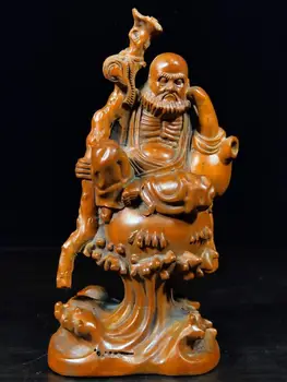 

wedding decoration Chinese Boxwood Seikos Wood Carving Dharma Patriarch Statue Dharma sitting gourd wood carving