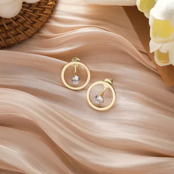 

2020 Korean New Exquisite Simple Geometry Round Metal Earrings Women Fashion Temperament Versatile Earrings