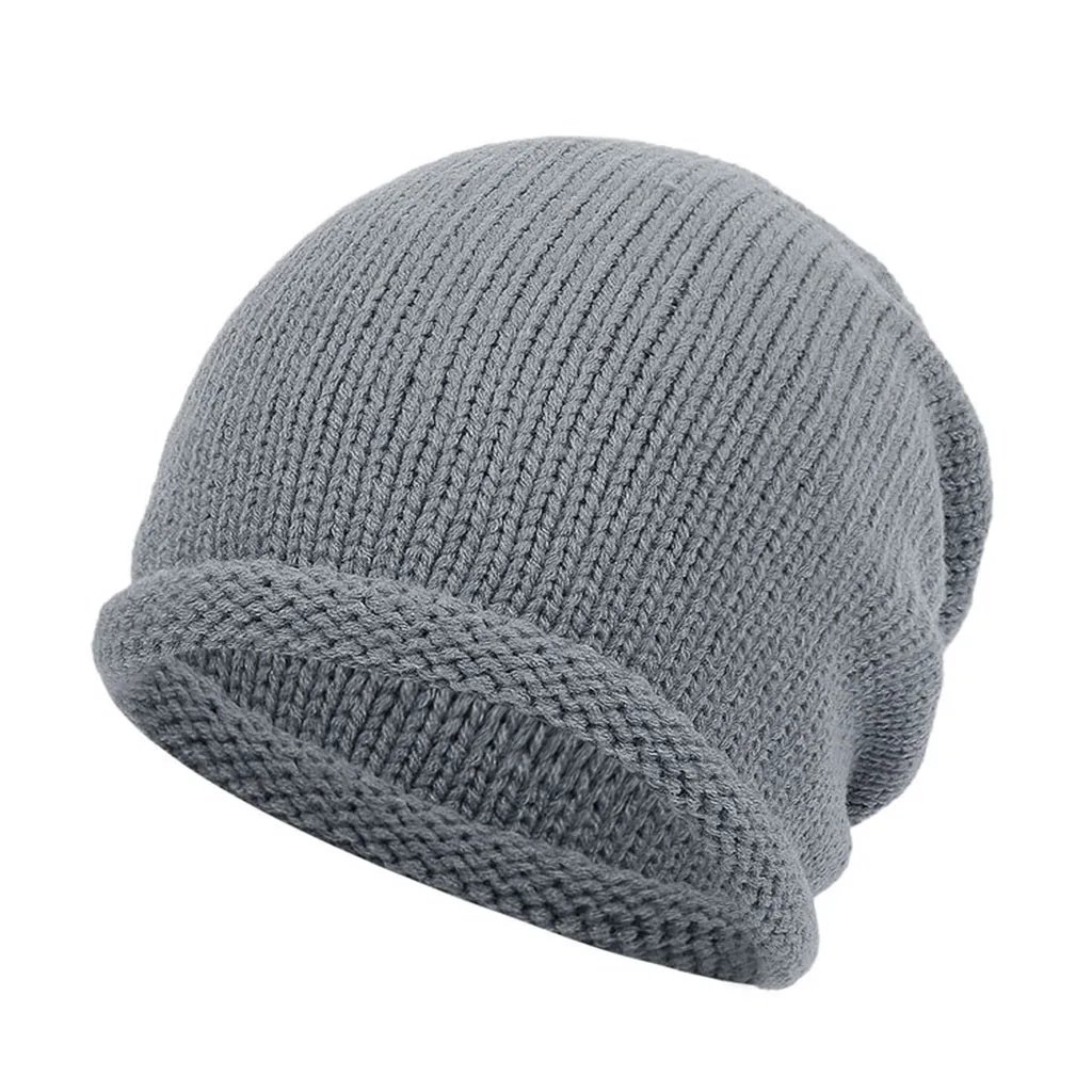 Light Gray Однотонная вязаная шапка унисекс на флисовой подкладке, головной убор, вязаная шапка, шапка для улицы, головной убор, зимняя шапка, czapka zimowa - Цвет: Light Gray