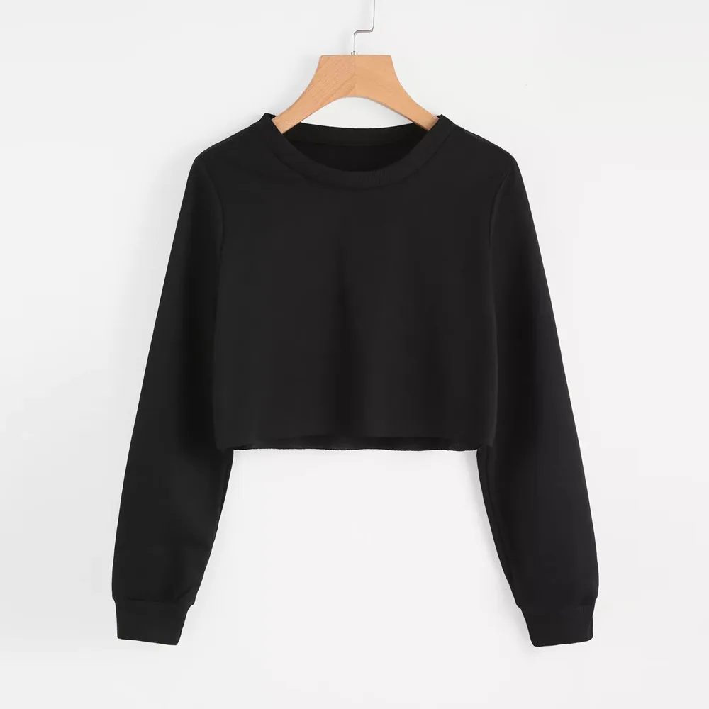 

Spring Autumn Women Crop Sweatshirt Hooded Round Neck Long Sleeve Stripe Printing Sweatshirt And Pullover moletom feminino A4