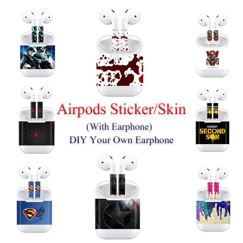 Наклейки для наушников Apple AirPods 2 самодельные виниловые камуфляжные наклейки