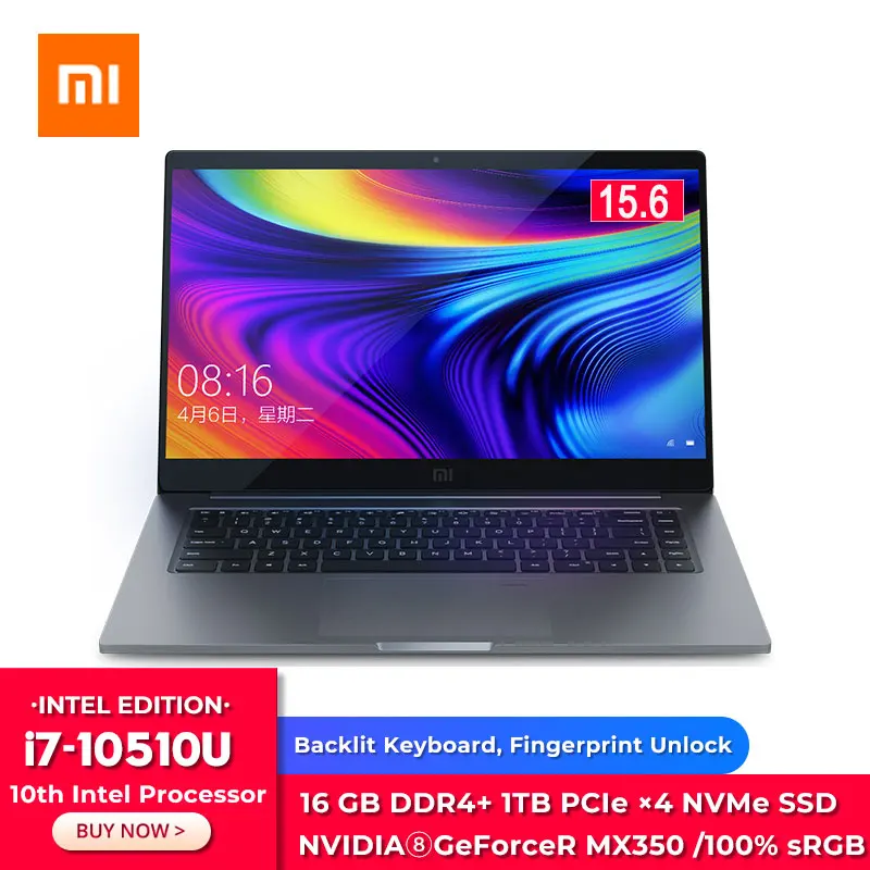 Оригинальный Xiaomi ноутбук Pro 15 6 &quotс высокой степенью защиты i7 10510U MX350 2 Гб GDDR5