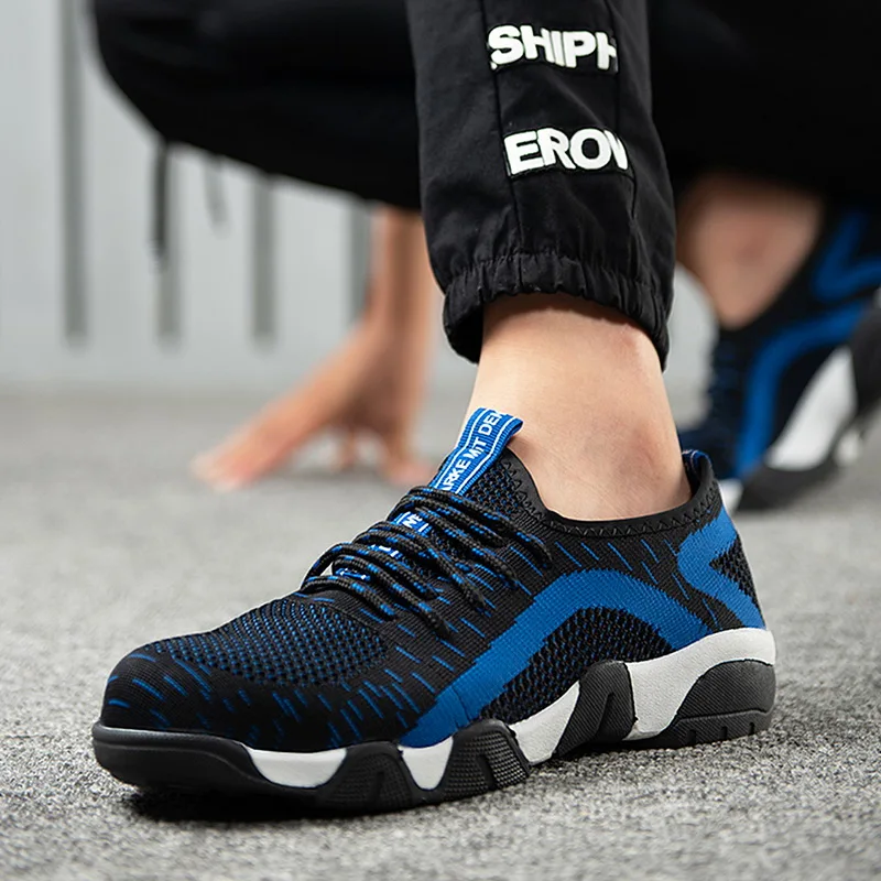 

New Men Shoes Work Boots For Men Male Tides Protective Shoes Outdoor Breathable White Work Shoes Anti-slip Safety Shoes