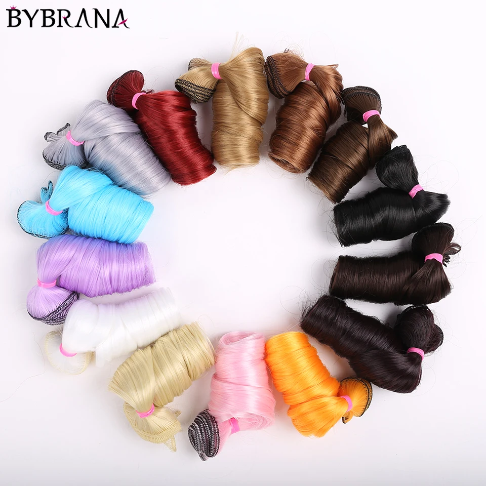 

Bybrana 15cm*100CM and 30*100cm BJD SD wigs curly Black Brown Silver Color Hair for dolls DIY Free shipping