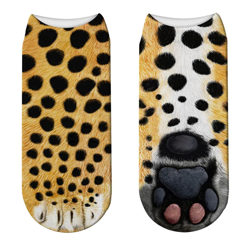 Новинка женские носки с 3D рисунком лап животных милые короткие Носки кошачьей