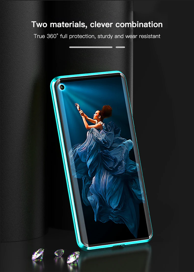 Магнитный металлический двойной стеклянный чехол для телефона huawei Honor 20 20i 20Pro, роскошный защитный чехол с адсорбцией магнита, чехол