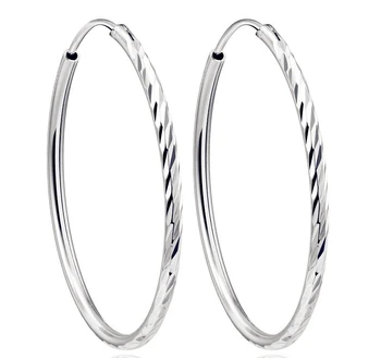 

S925 Sterling Silver Earrings Simple Fashion Wild Temperament Female Exaggerated Deletion Bright Circle Earrings