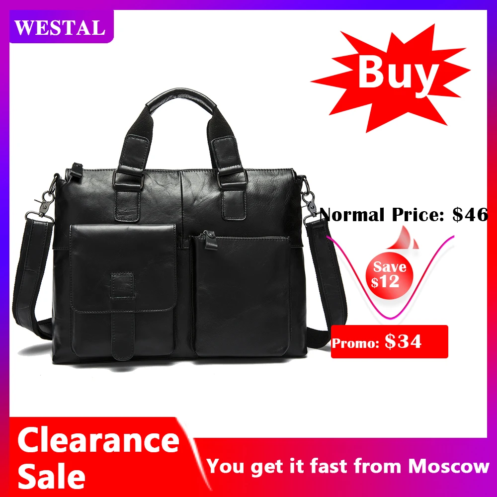 Goedkoop Westal Mannen Tas Echt Leer Schoudertassen Voor Mannen Handtassen Messenger Bag Mannen Lederen Crossbody Tassen Voor Man Laptop bakken