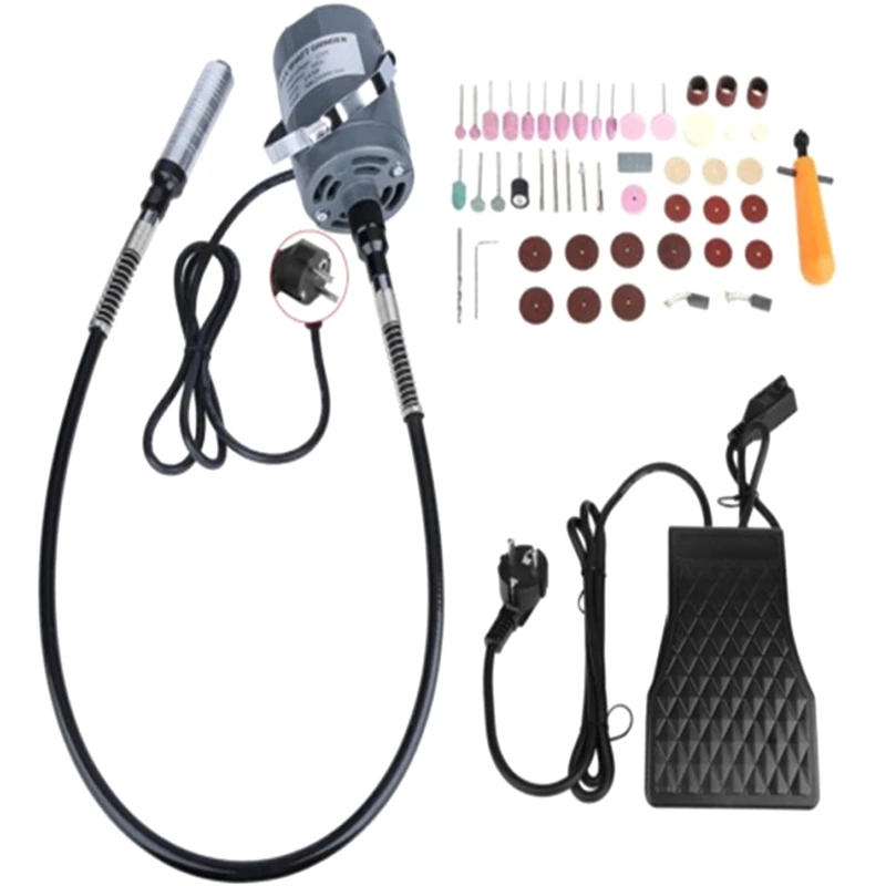 polishing 1/4HP Flex Shaft Grinder Carver Rotary Tool Hanging Electric Grinding Machine sanding Foot Pedal Control for carving drilling Multi-function Tools buffing 380W Power cutting clean 