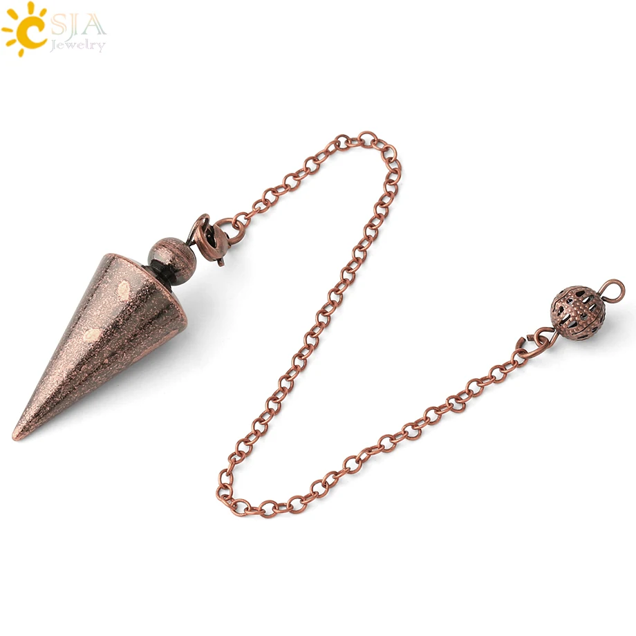 CSJA Cone Metal Pendulum for Wicca Antique Copper Gold-color Spiritual Pendulo Radiestesia Healing Pendule Hot Sale Jewelry G336 - Image 2